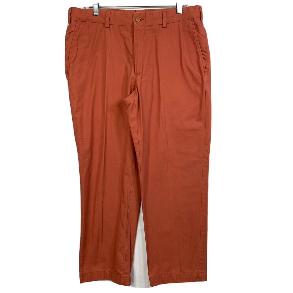 Bills Khakis Pants Mens Sz 35 Burnt Orange Cotton‎ Flat Front Straight Leg Chino